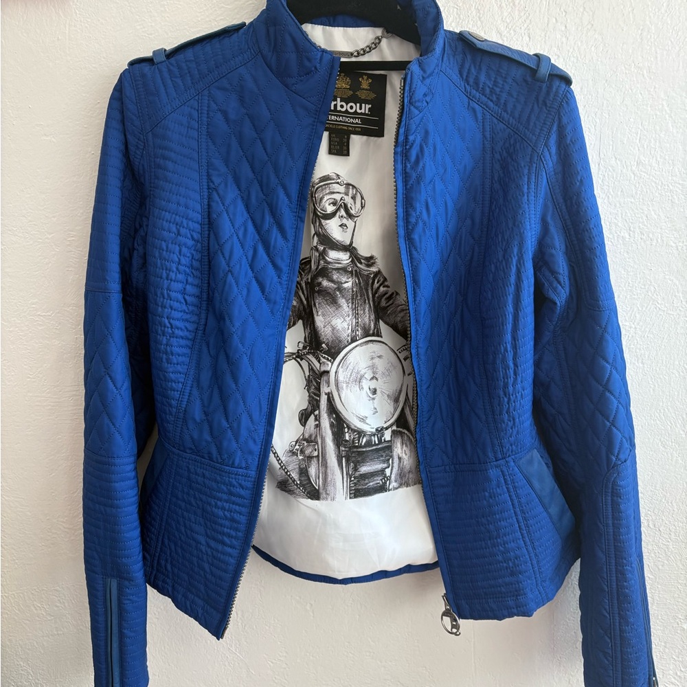 Barbour Blue Quilted Bomber Jacket